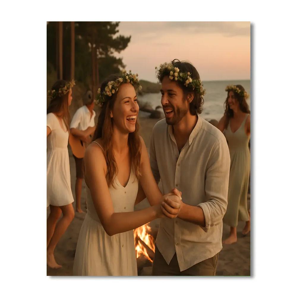 Midsummer Bonfires Scandinavian Coast painting number kit