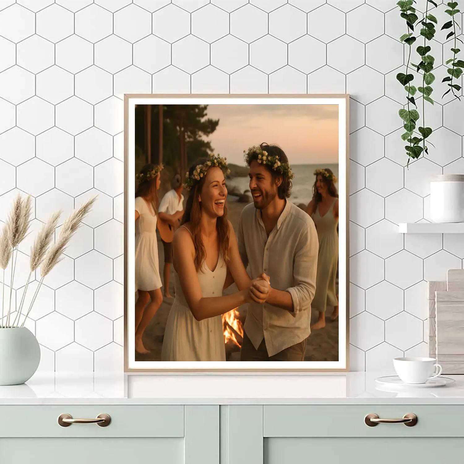 Midsummer Bonfires Scandinavian Coast painting number kit