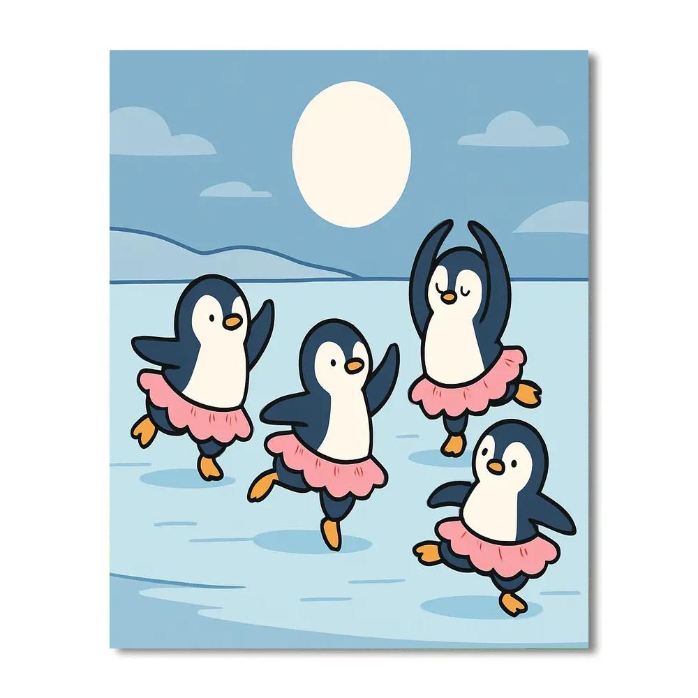 Moonlight Ballet Penguins Numbered painting kits