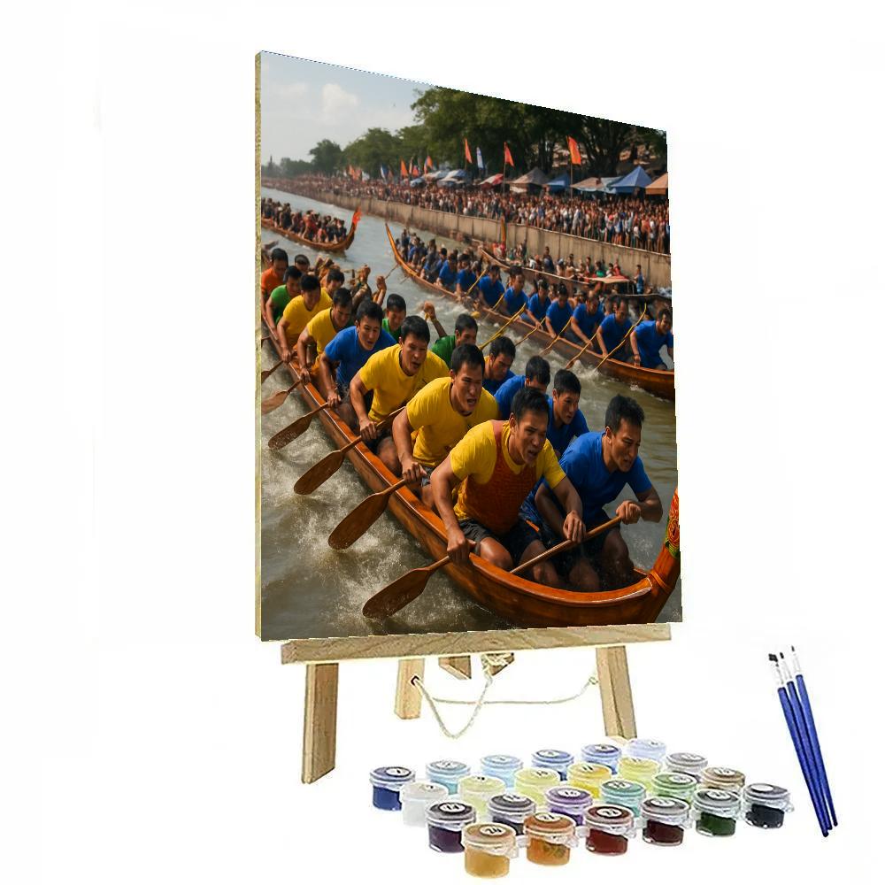 Cambodian Water Festival Boat Race paint by color