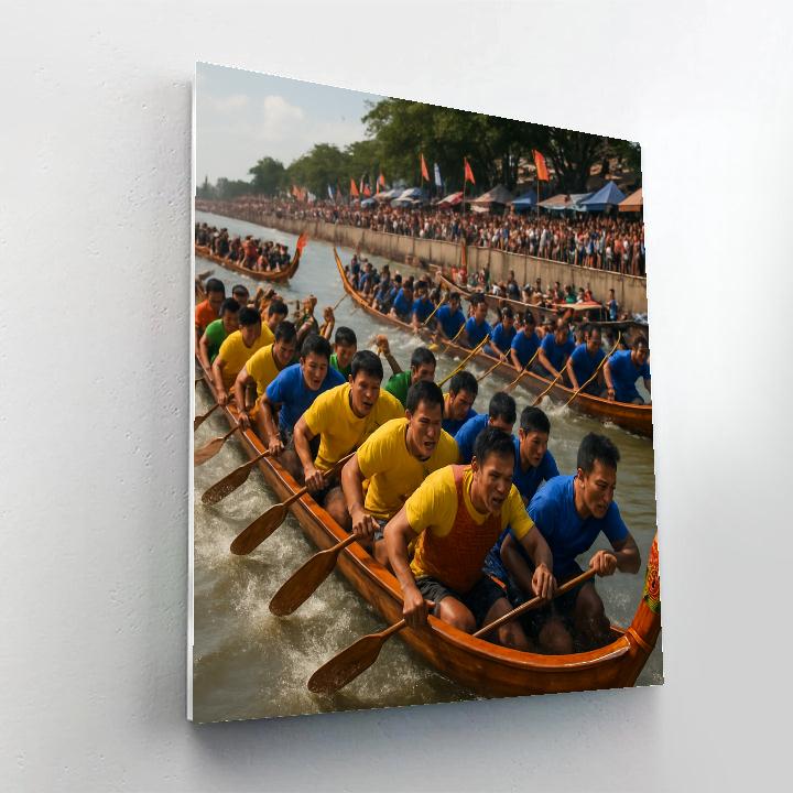 Cambodian Water Festival Boat Race paint by color