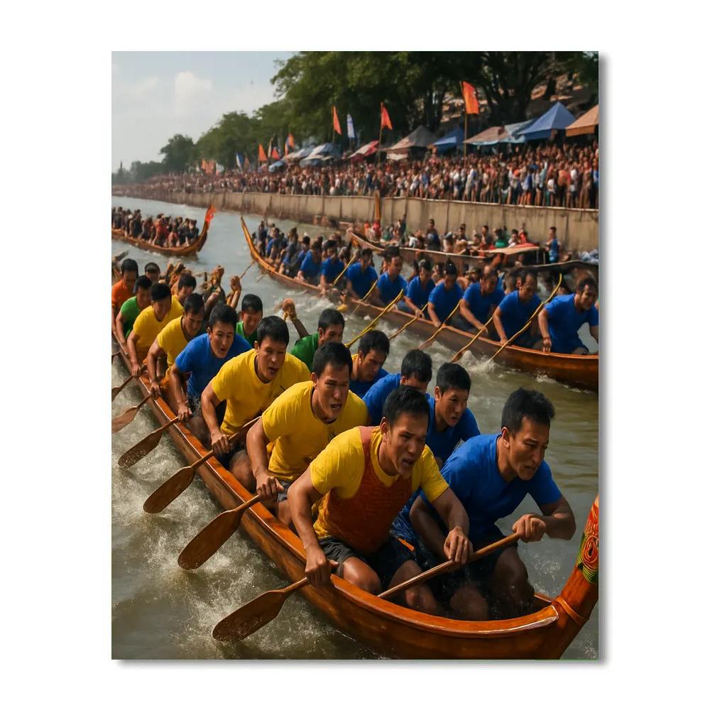 Cambodian Water Festival Boat Race paint by color
