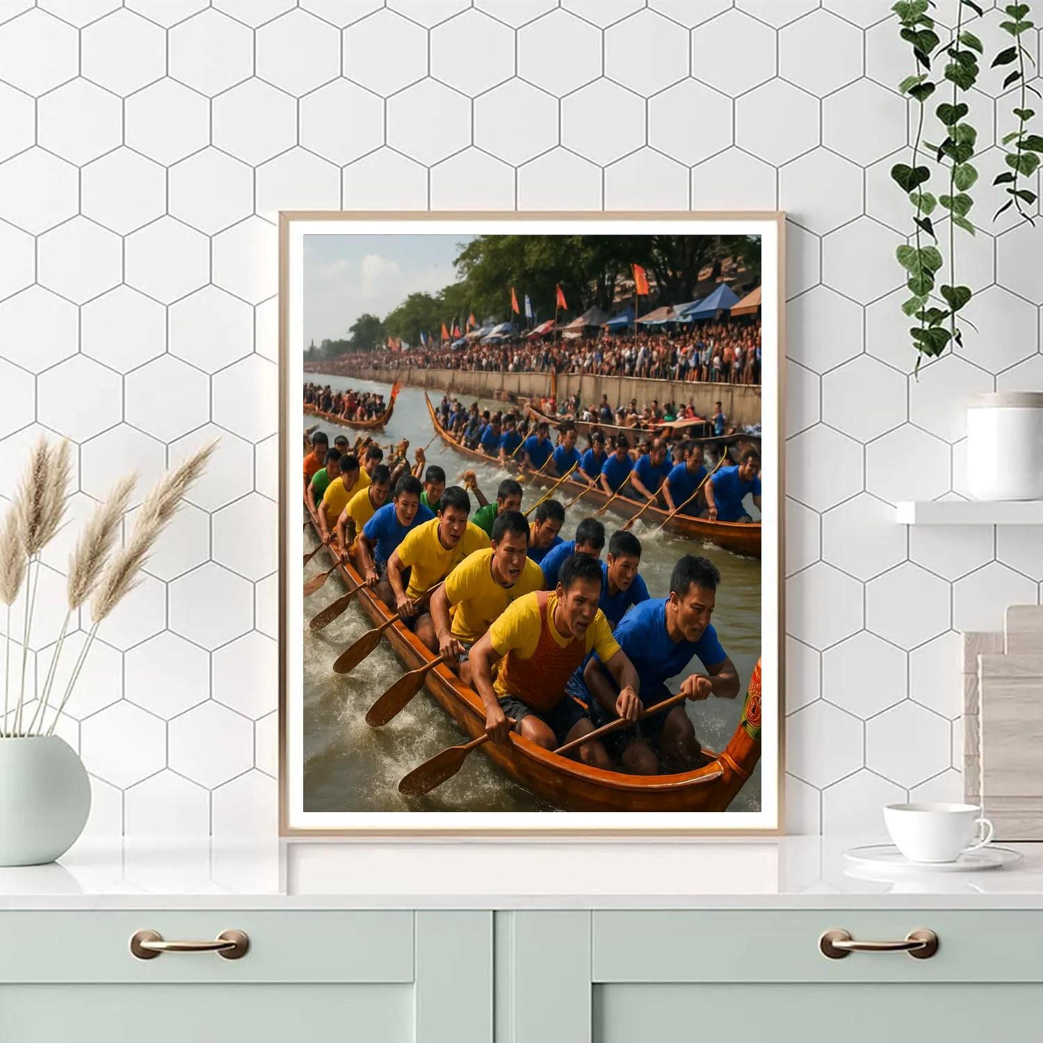 Cambodian Water Festival Boat Race paint by color