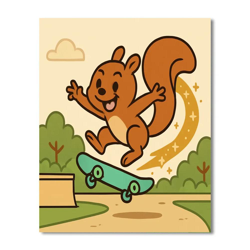 Stardust Skateboard Squirrel painting number kit