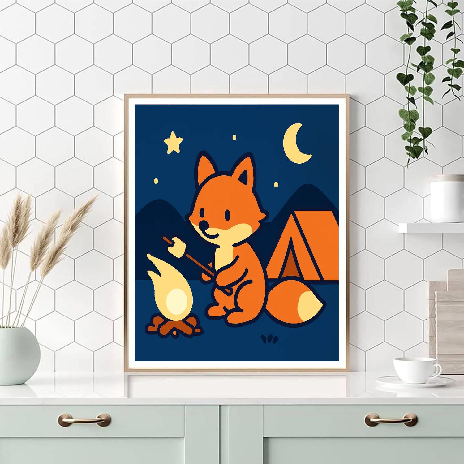 Cosmic Camping Fox paint by numbers