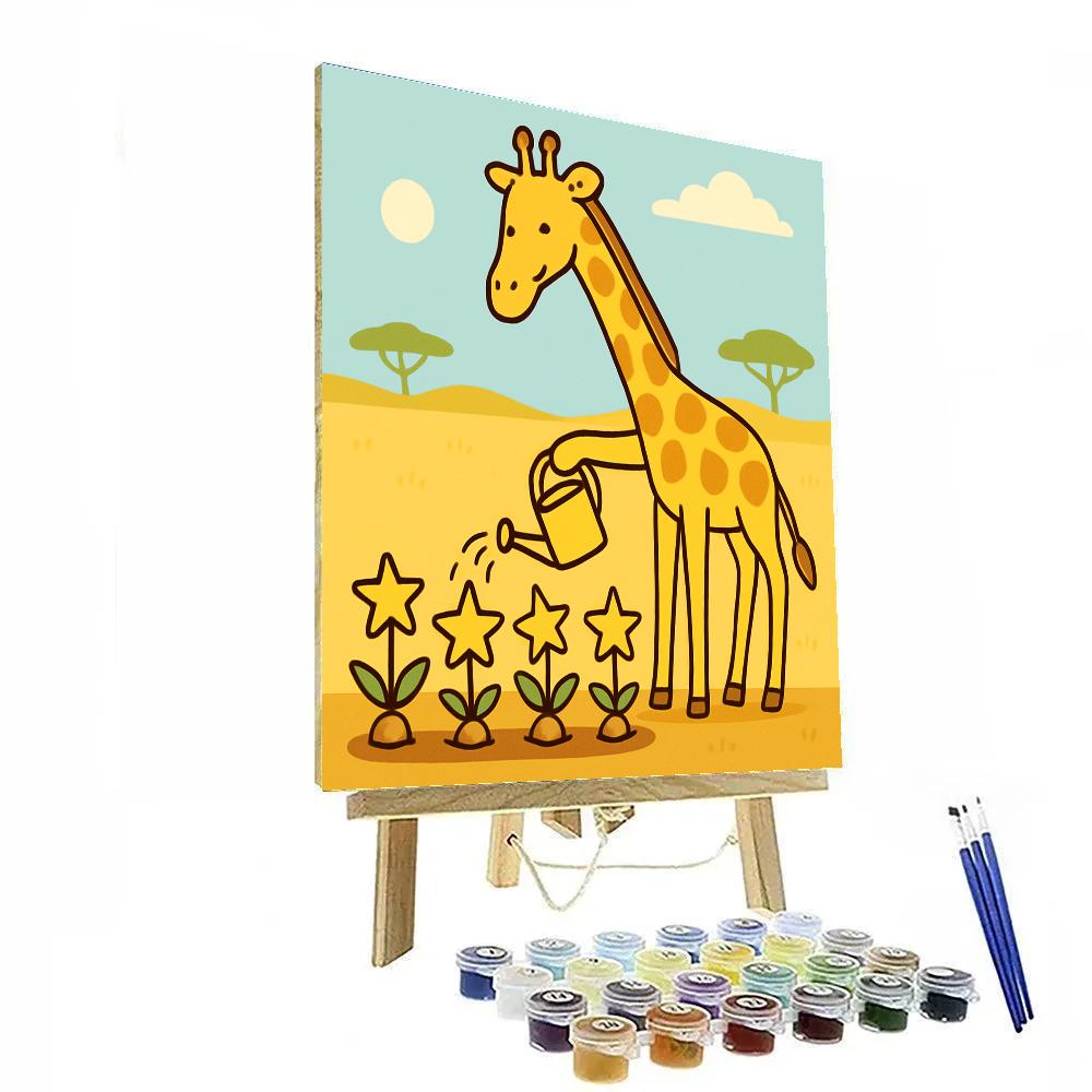 Galaxy Gardening Giraffe Painting by numbers kit