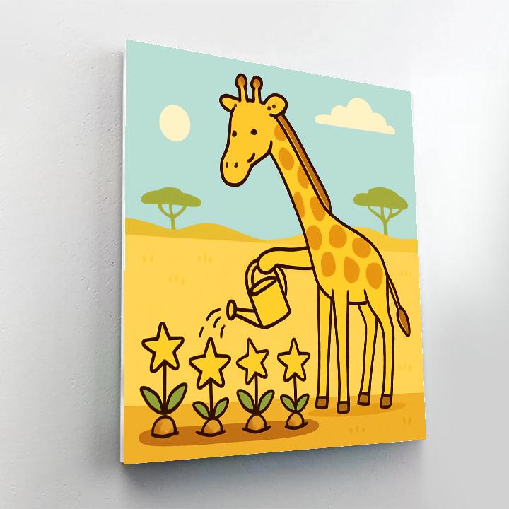 Galaxy Gardening Giraffe Painting by numbers kit