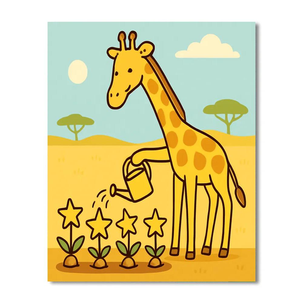 Galaxy Gardening Giraffe Painting by numbers kit