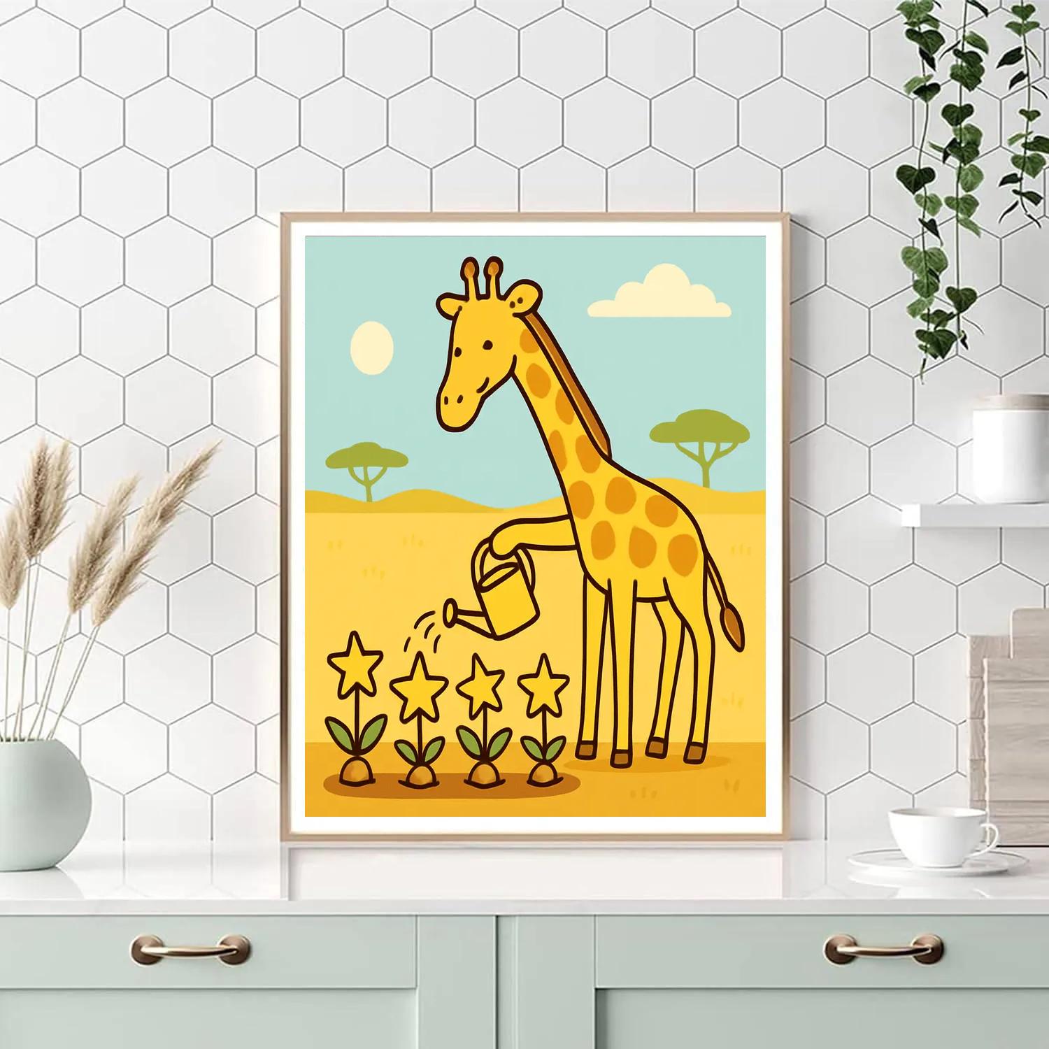 Galaxy Gardening Giraffe Painting by numbers kit