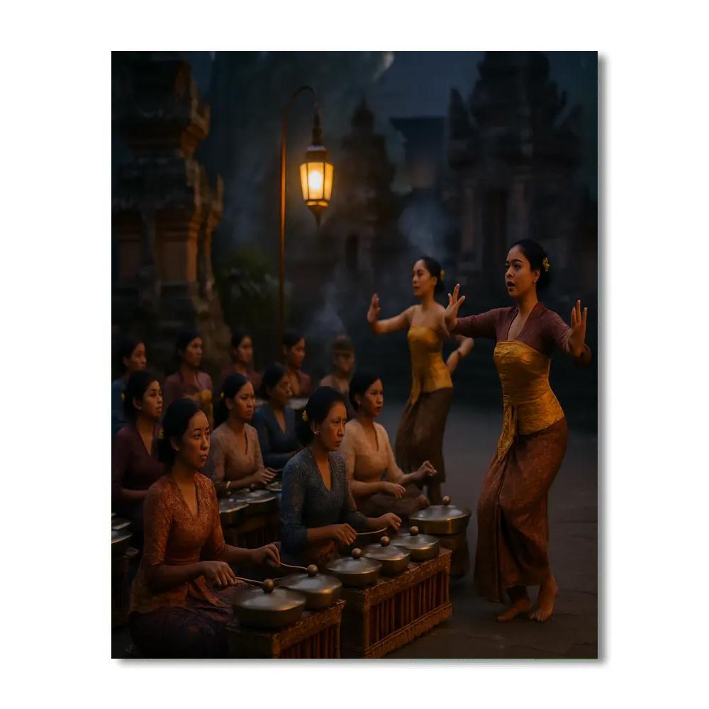 Gamelan Temple Performance Bali painting number kit