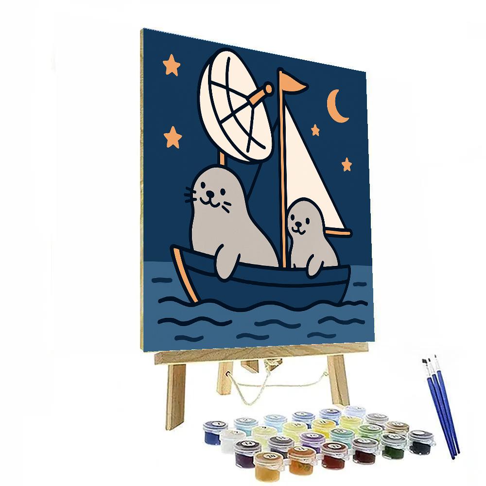 Satellite Sailboat Seals painting number kit