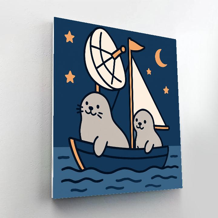 Satellite Sailboat Seals painting number kit