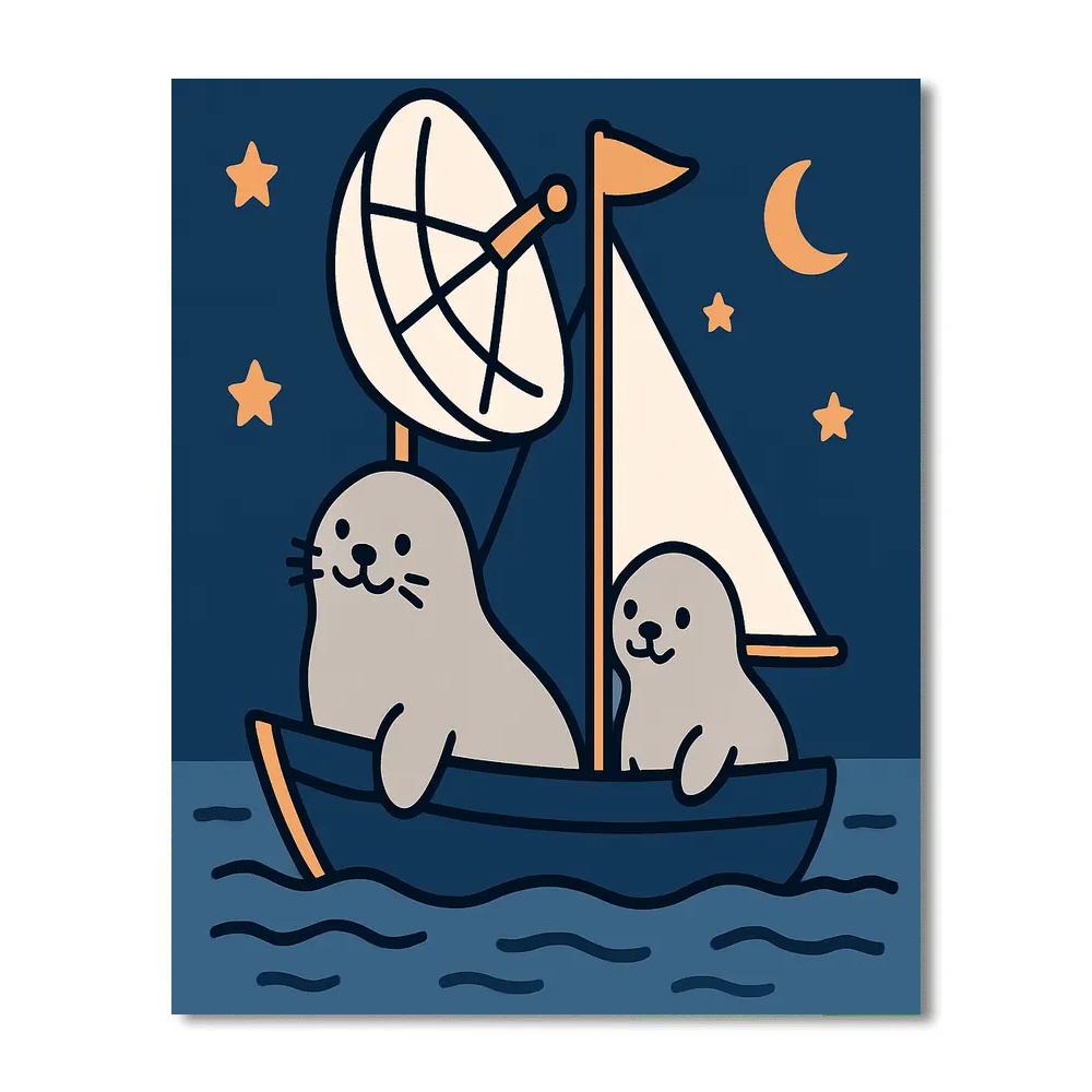 Satellite Sailboat Seals painting number kit