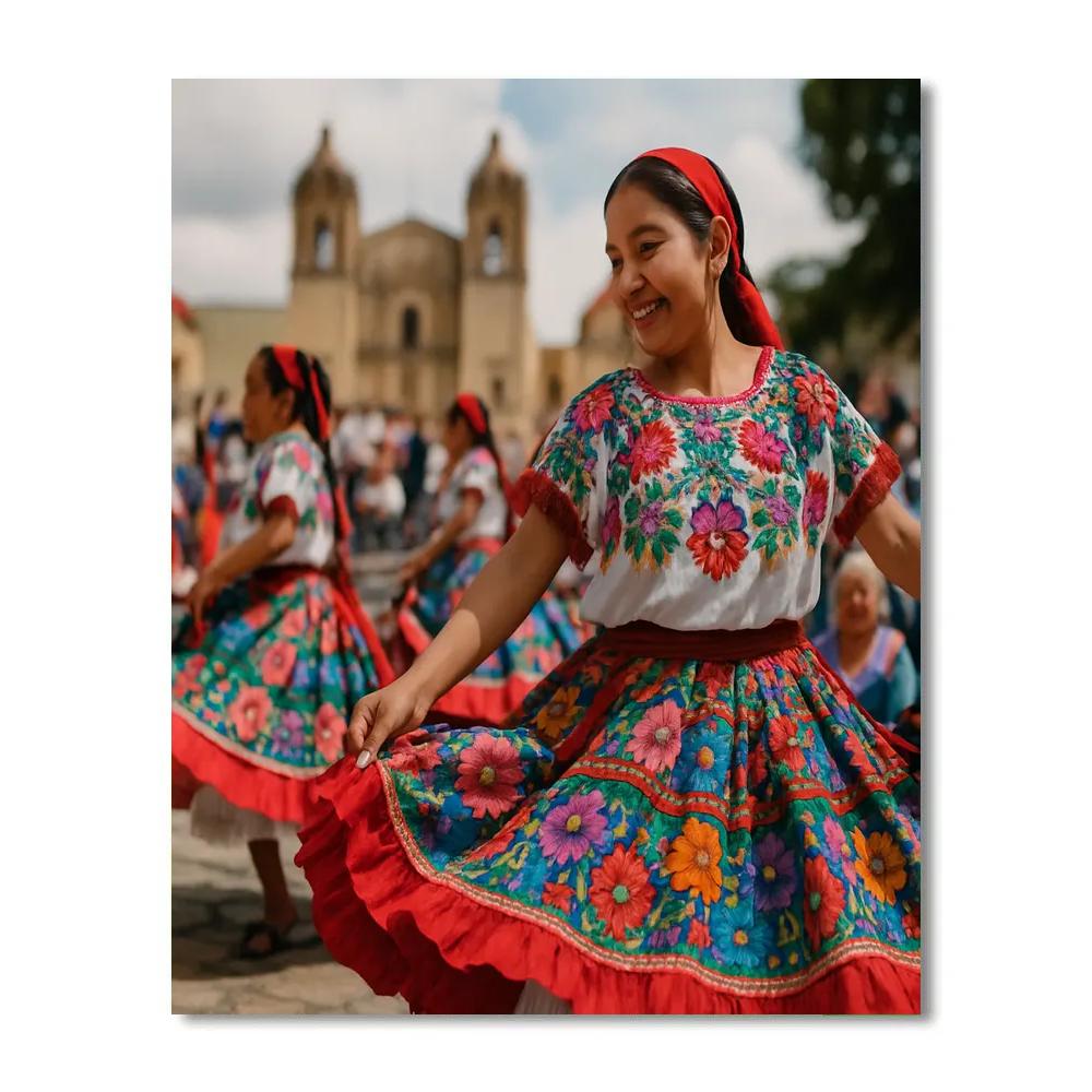 Guelaguetza Oaxaca Dancers paint by numbers