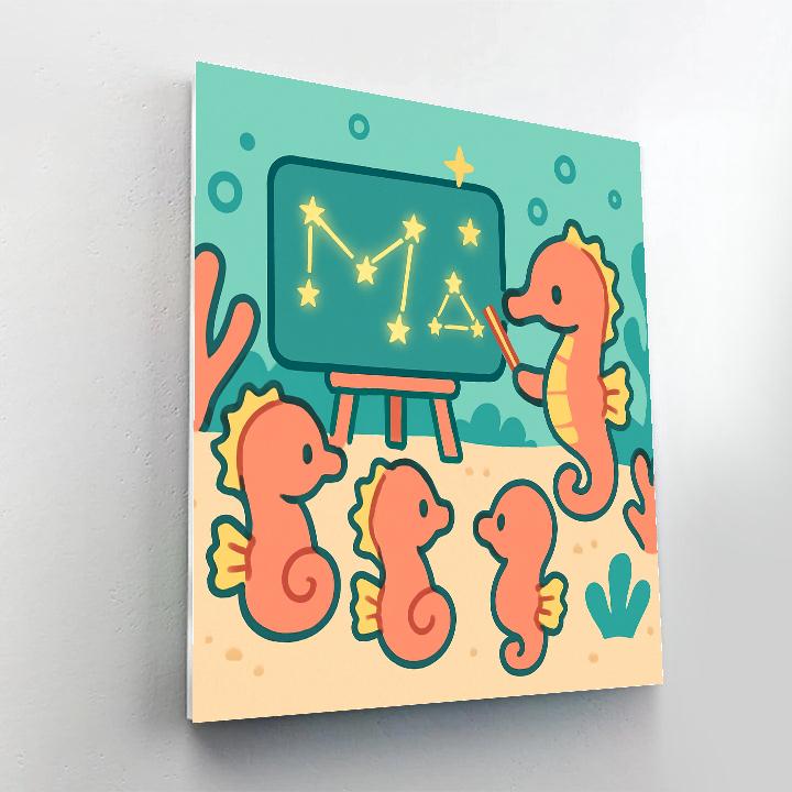 Starglow Seahorse School Number painting