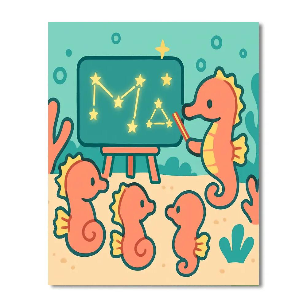 Starglow Seahorse School Number painting