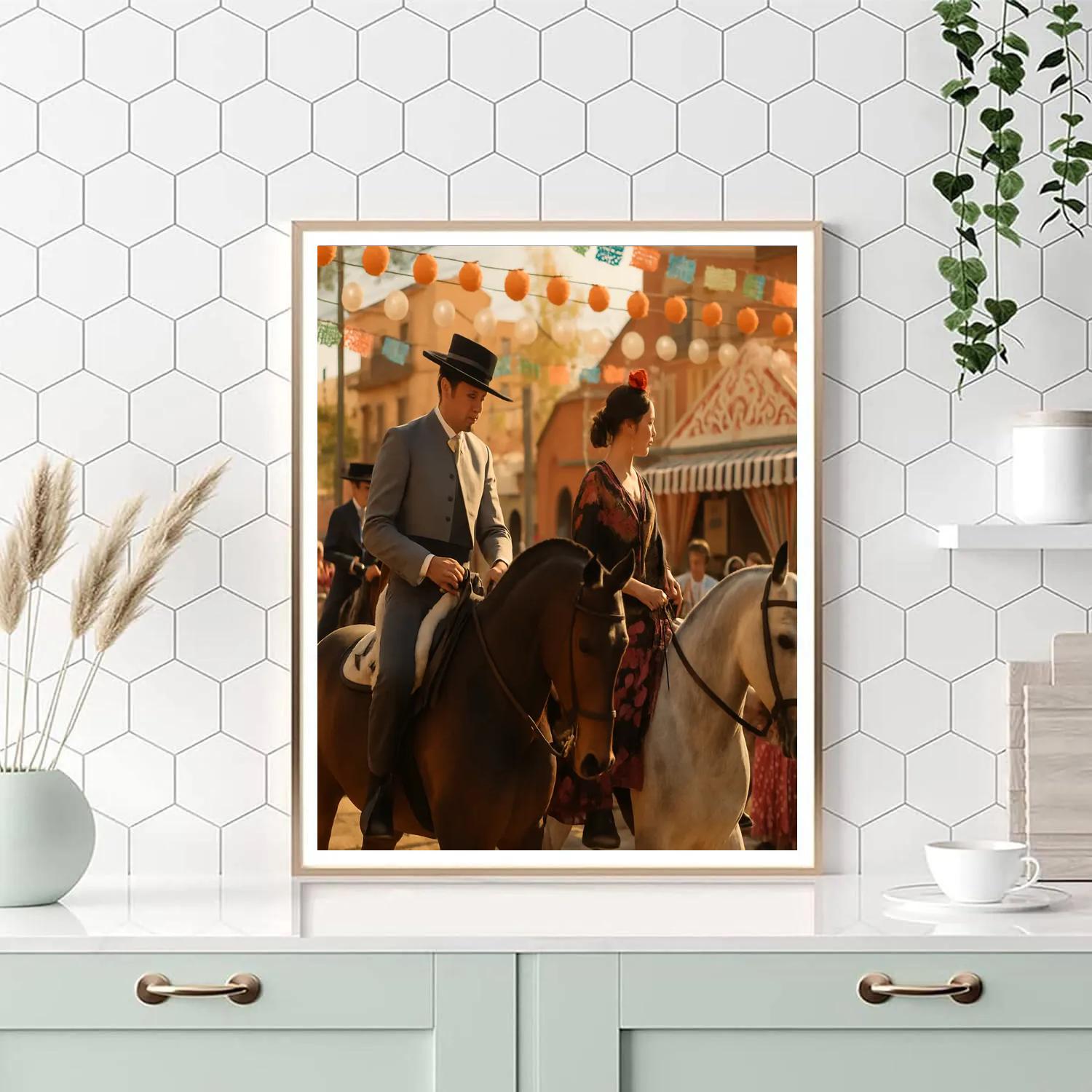 Feria De Abril Seville Horse Parade DIY paint by numbers