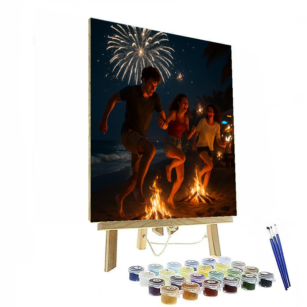 San Juan Beach Bonfire Spain painting number kit