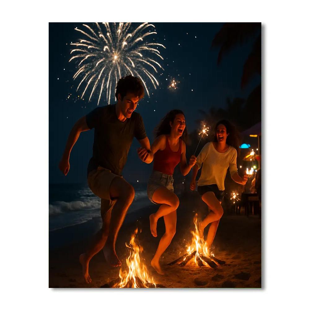 San Juan Beach Bonfire Spain painting number kit