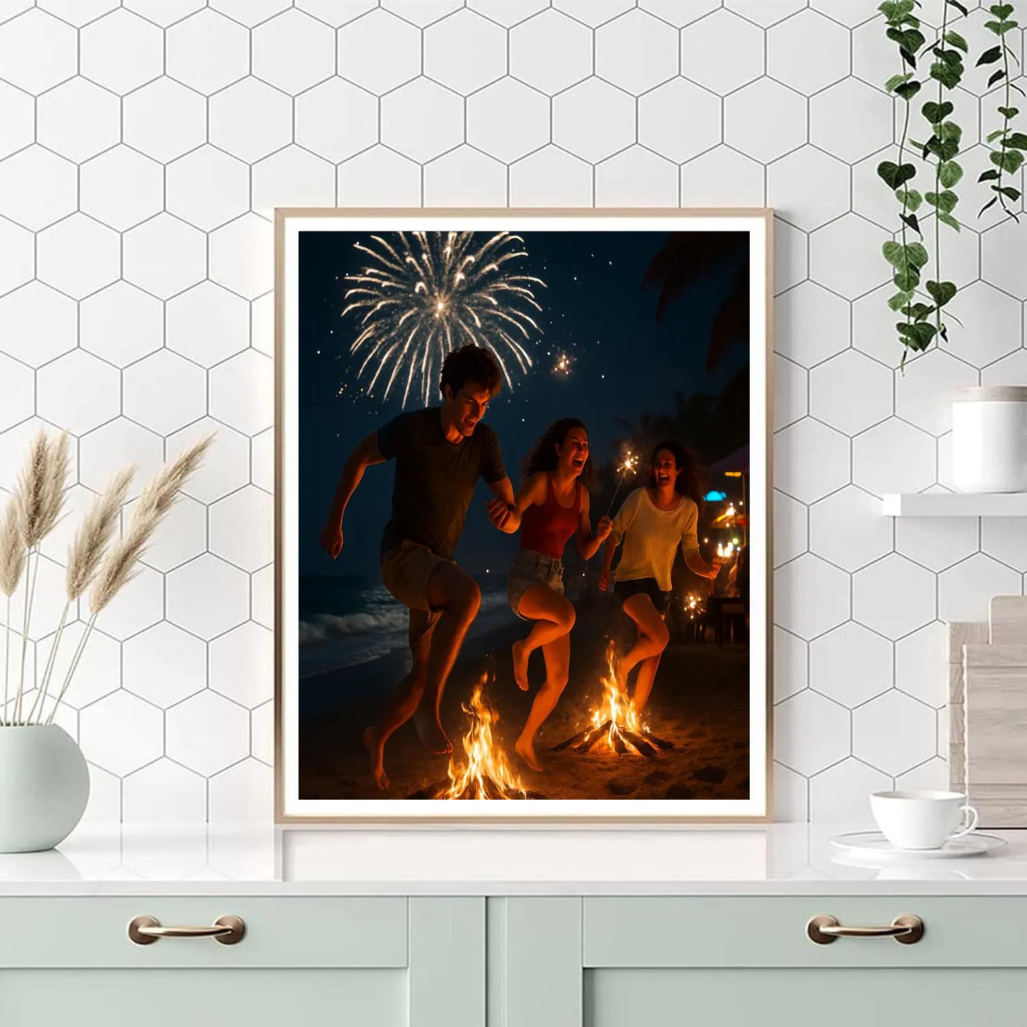 San Juan Beach Bonfire Spain painting number kit