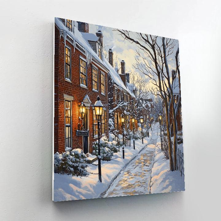 Beacon Hill Winter Row Houses Boston United States Numbered painting kits
