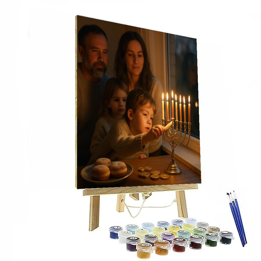 Hanukkah Menorah Lighting Family Number painting