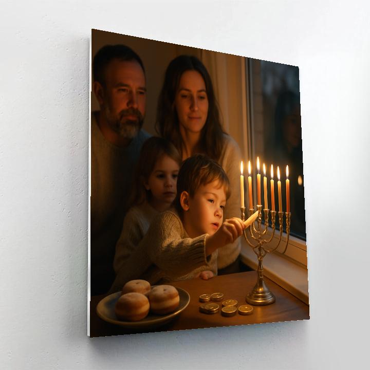 Hanukkah Menorah Lighting Family Number painting
