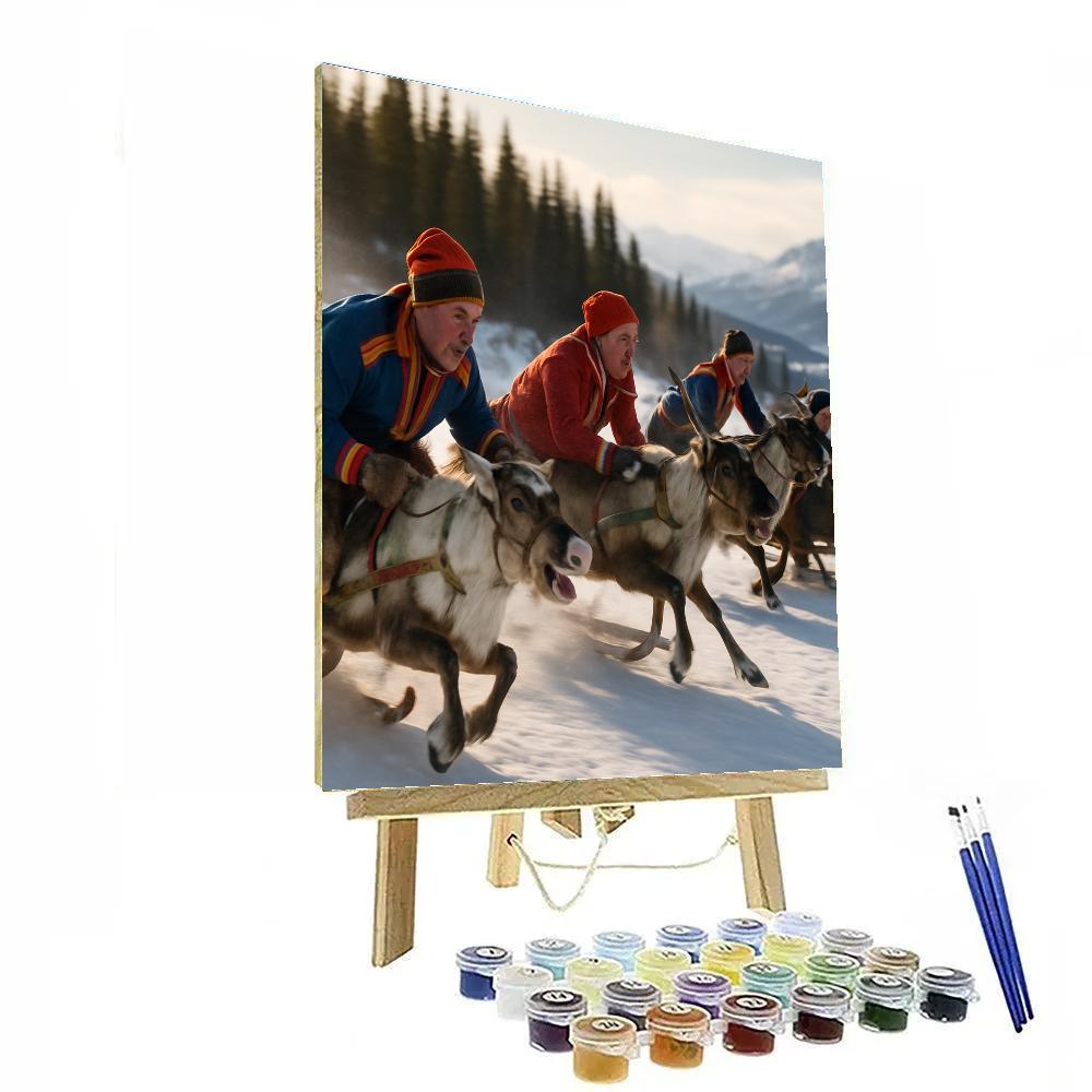 Sami Reindeer Race Arctic Paint by numbers art