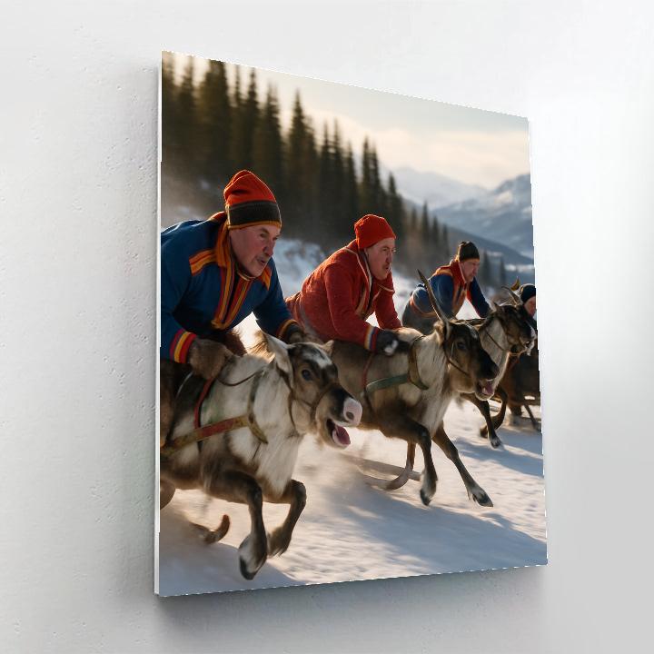 Sami Reindeer Race Arctic Paint by numbers art