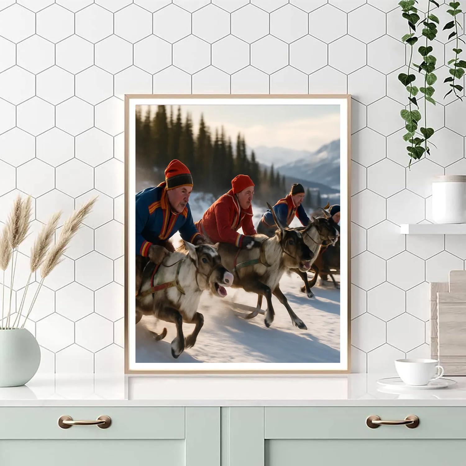 Sami Reindeer Race Arctic Paint by numbers art