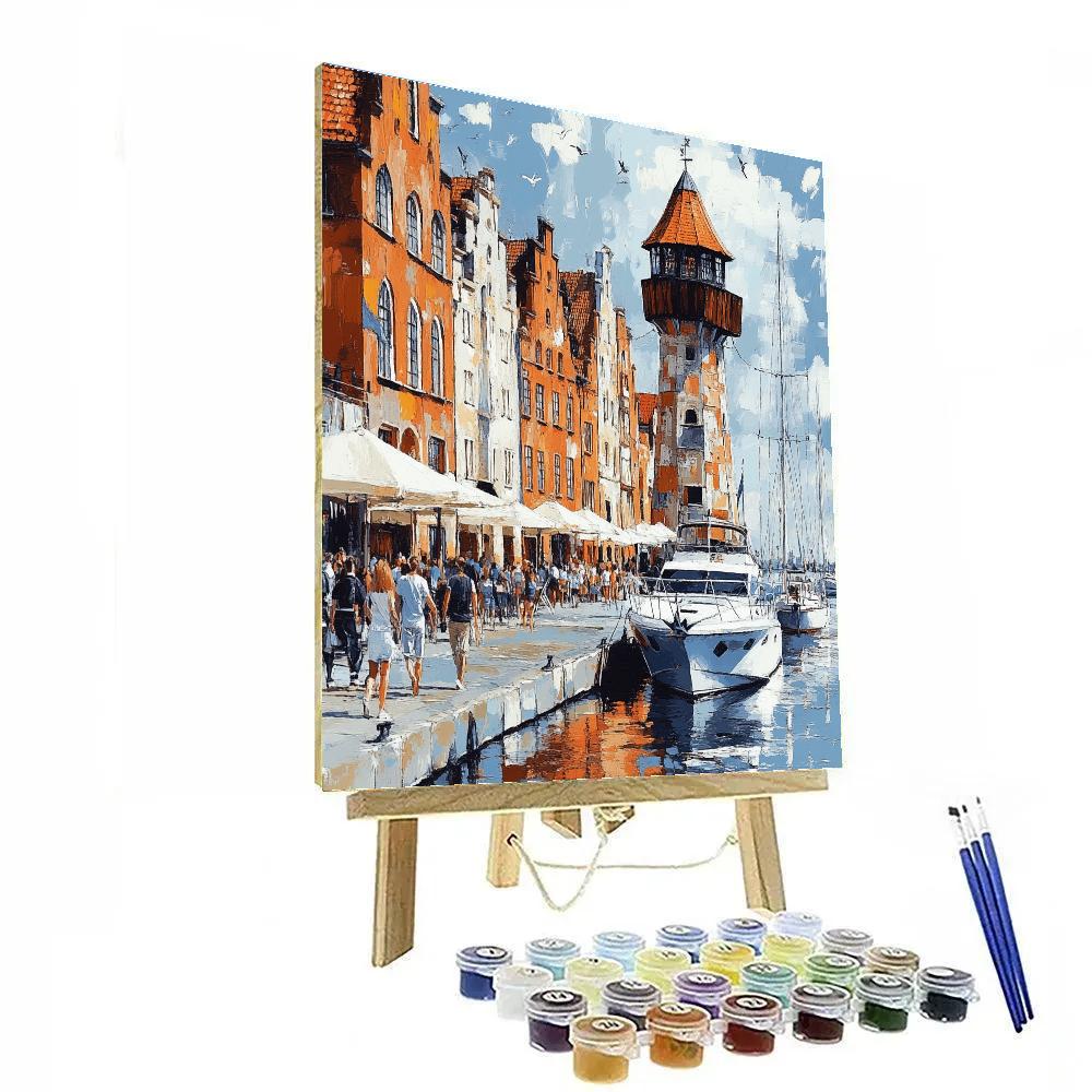 Historic Waterfront Gdansk Crane Poland paint by numbers