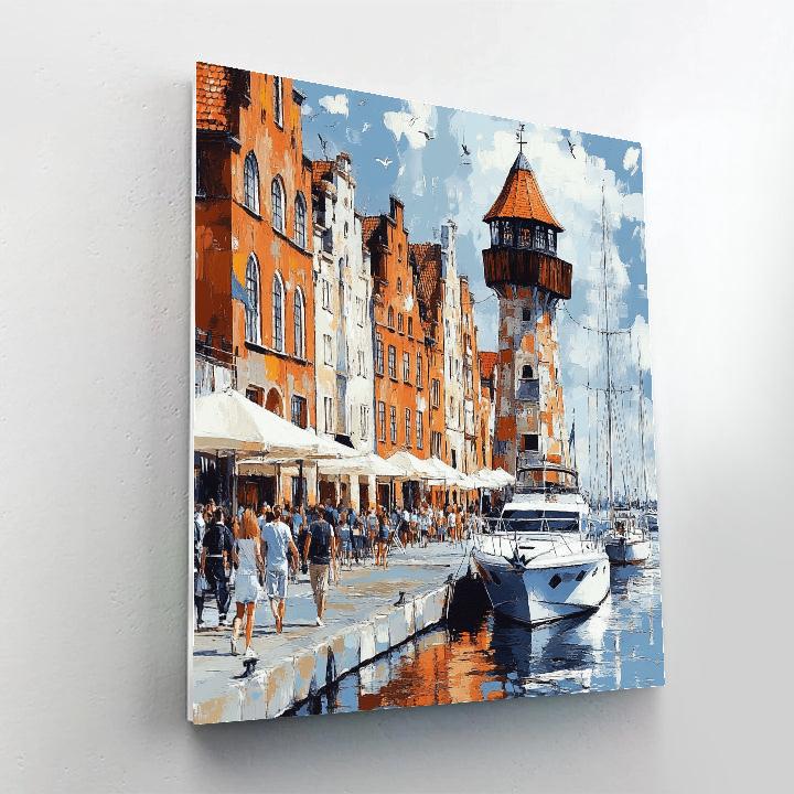 Historic Waterfront Gdansk Crane Poland paint by numbers