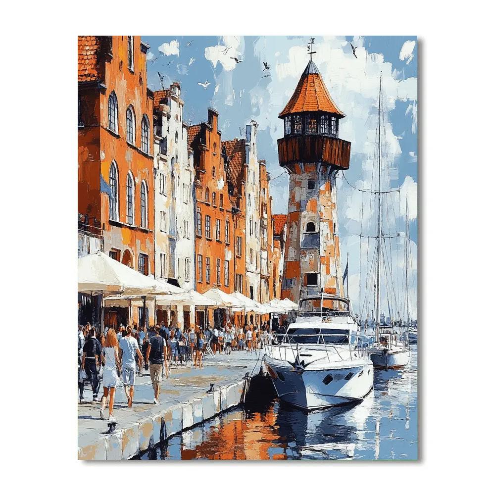 Historic Waterfront Gdansk Crane Poland paint by numbers