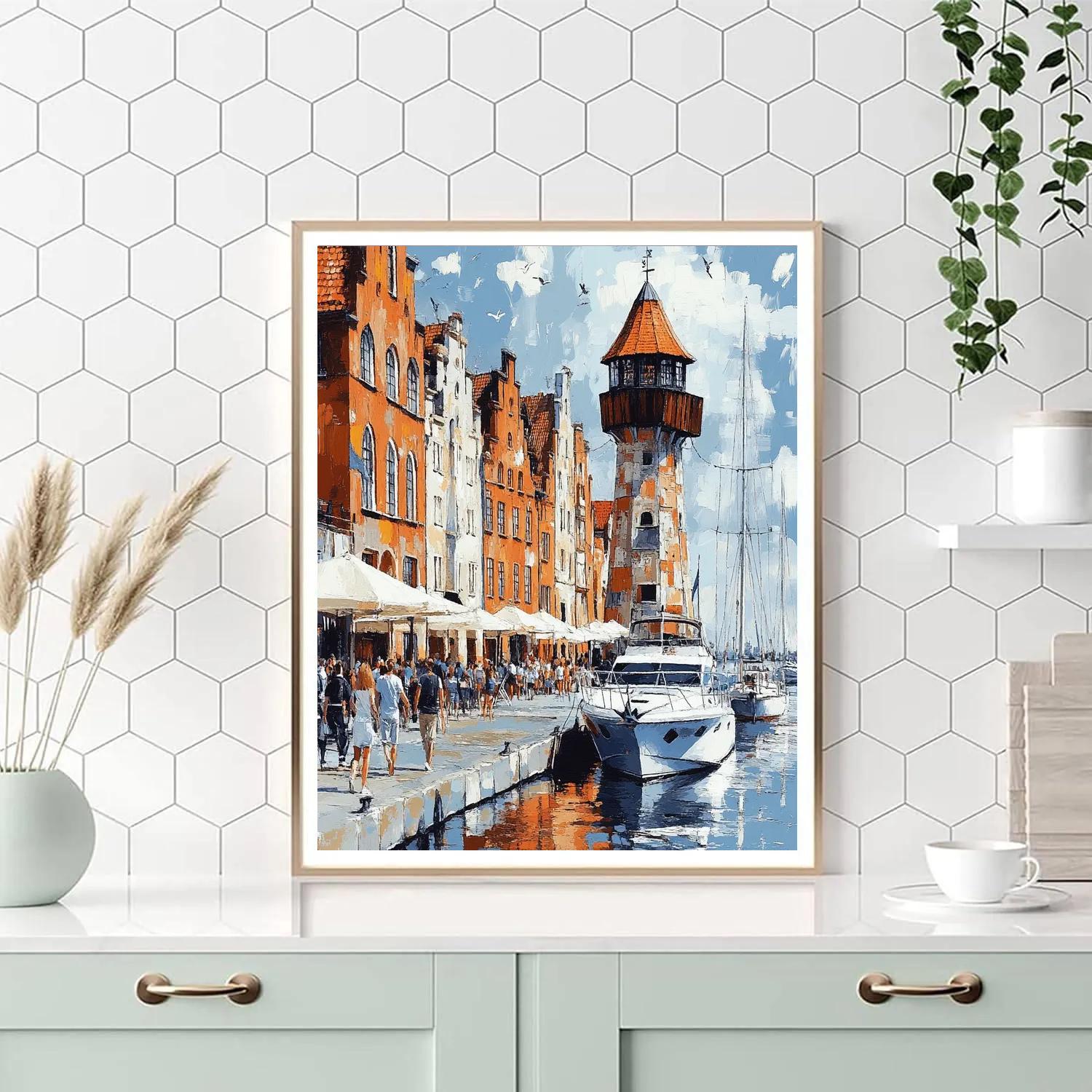 Historic Waterfront Gdansk Crane Poland paint by numbers