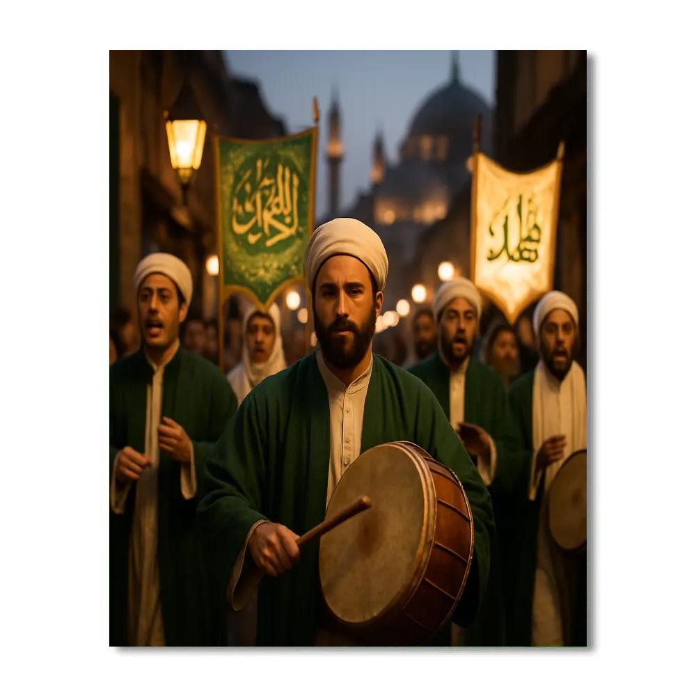 Mawlid Procession Sufi Drums Number painting
