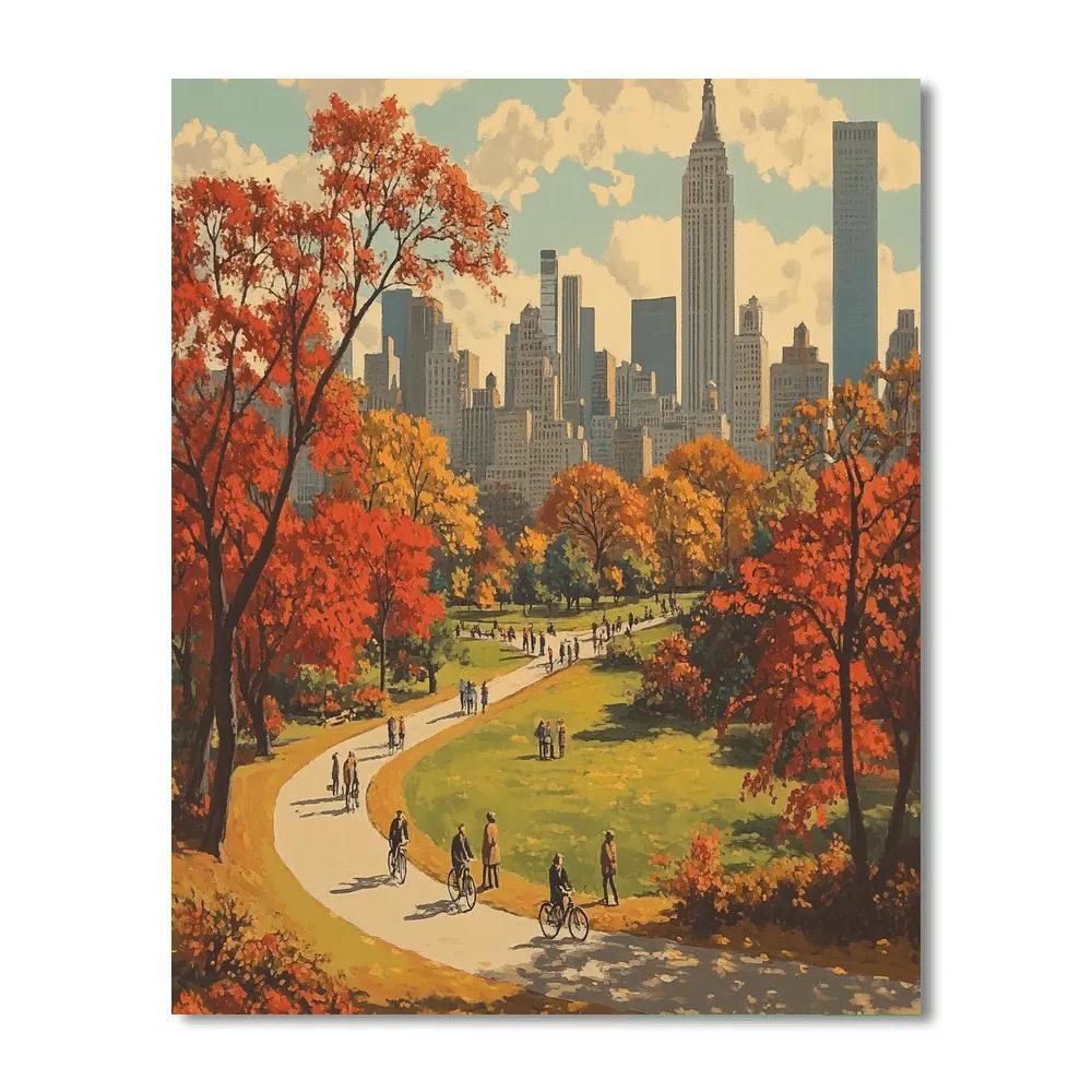 Autumn Leaves In Central Park New York City paint by color