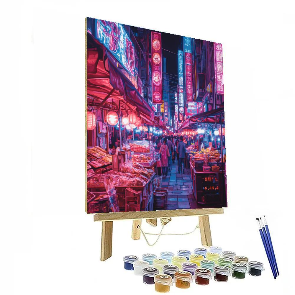 Night Market Lights At Mong Kok Hong Kong Number painting