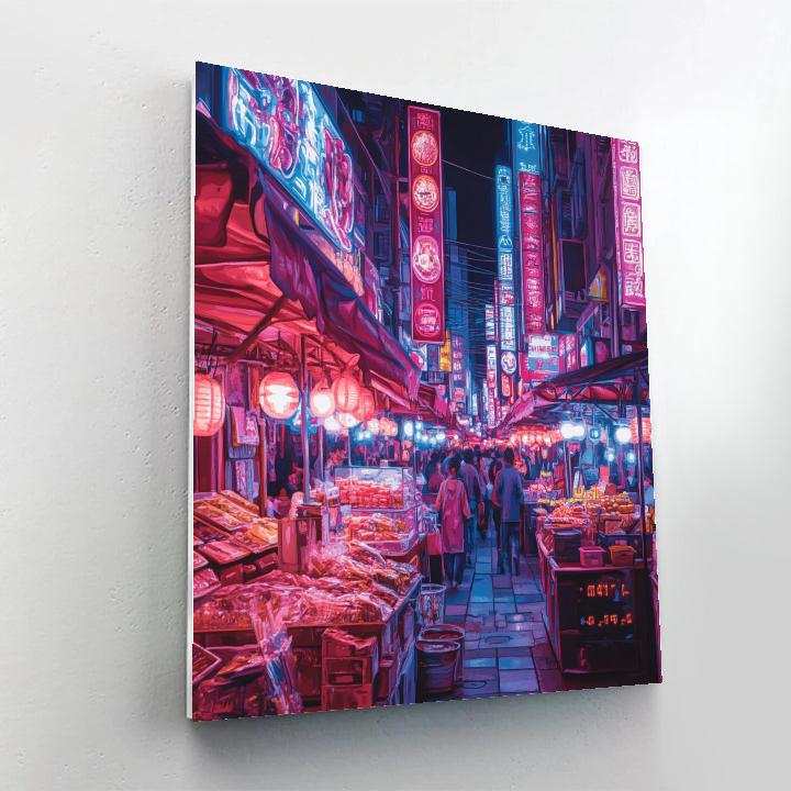 Night Market Lights At Mong Kok Hong Kong Number painting