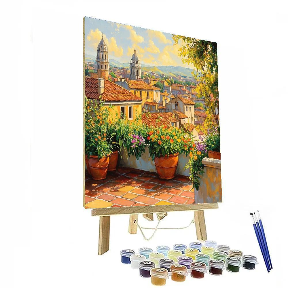 Rooftop Gardens Of Barcelona Spain Number painting