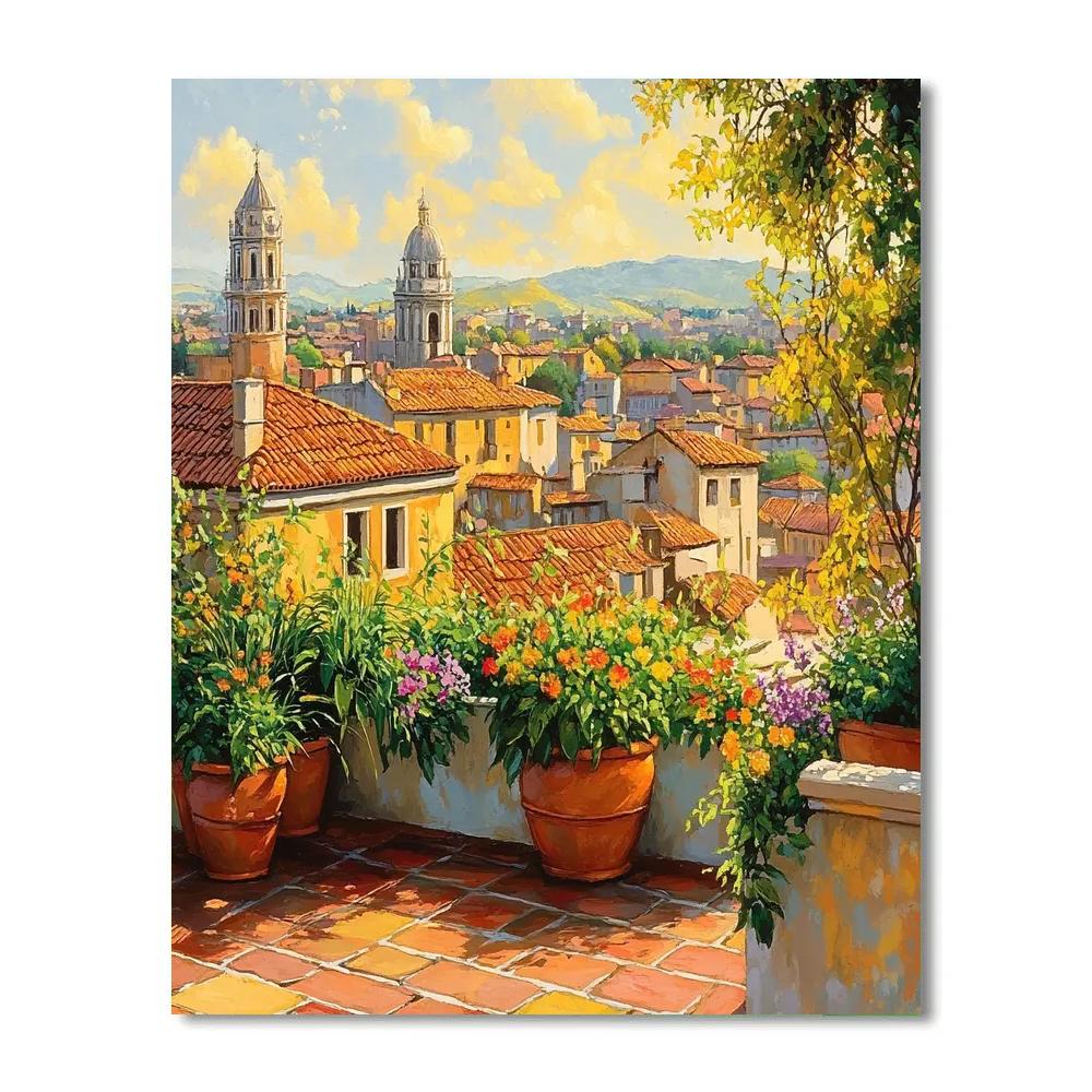 Rooftop Gardens Of Barcelona Spain Number painting