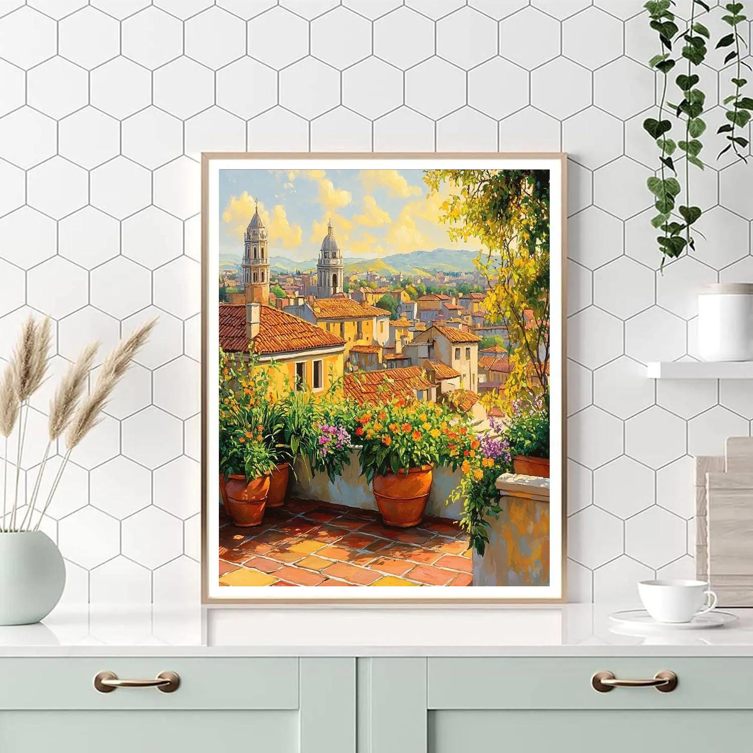 Rooftop Gardens Of Barcelona Spain Number painting