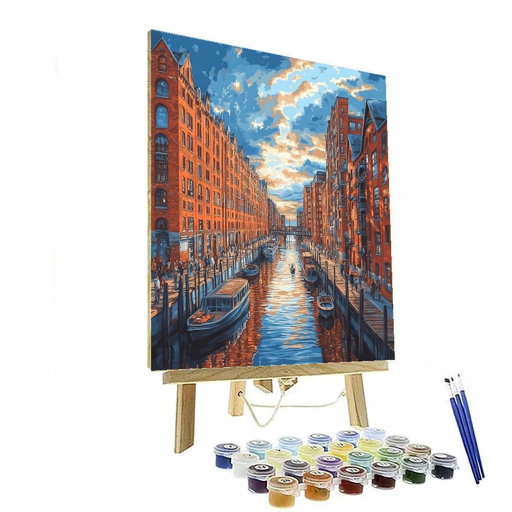 Historic Warehouse District Hamburg Germany painting number kit