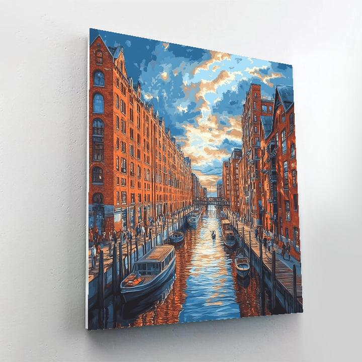 Historic Warehouse District Hamburg Germany painting number kit