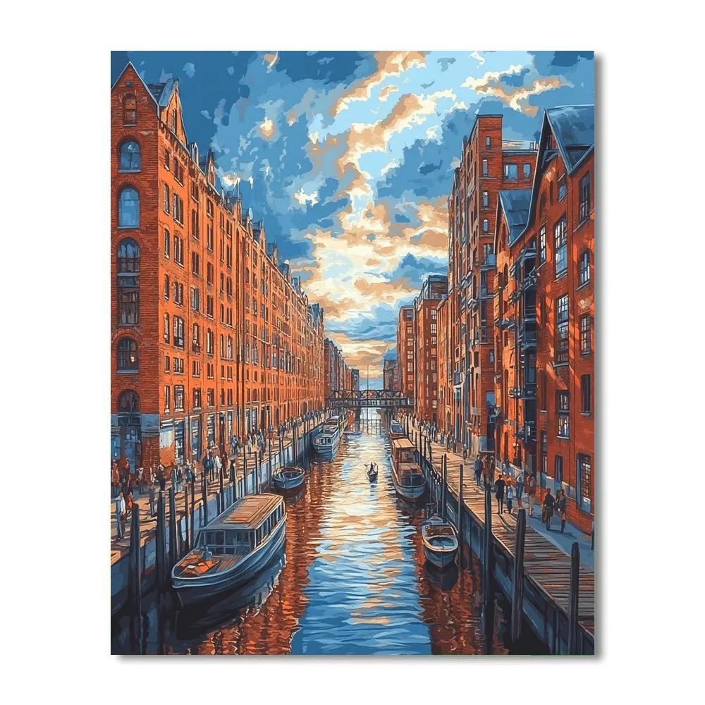 Historic Warehouse District Hamburg Germany painting number kit