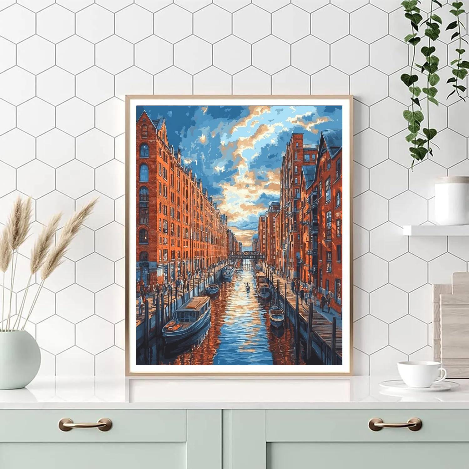 Historic Warehouse District Hamburg Germany painting number kit