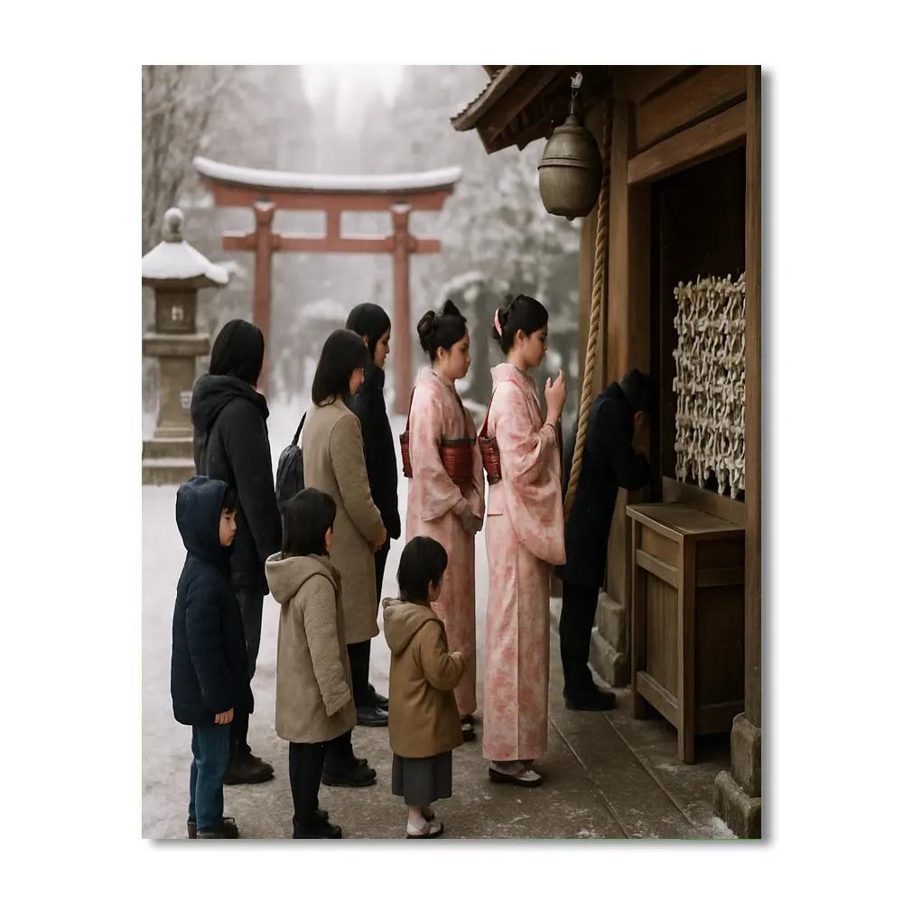 Shinto New Year Hatsumode Visit Numbered painting kits