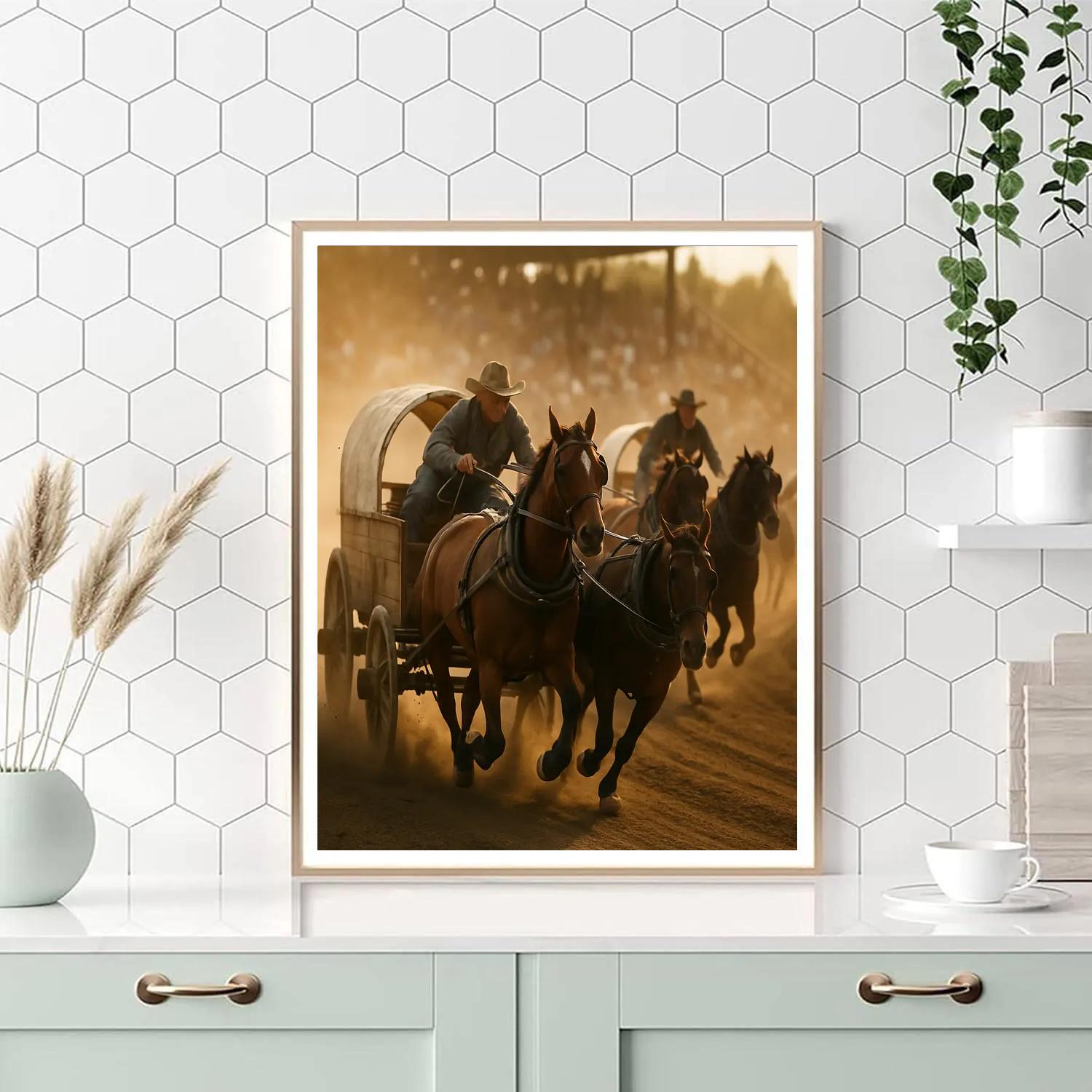 Rodeo Calgary Stampede Chuckwagon Race paint by number