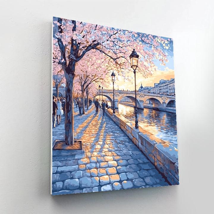 Parisian Seine River Embankment In Spring DIY paint by numbers