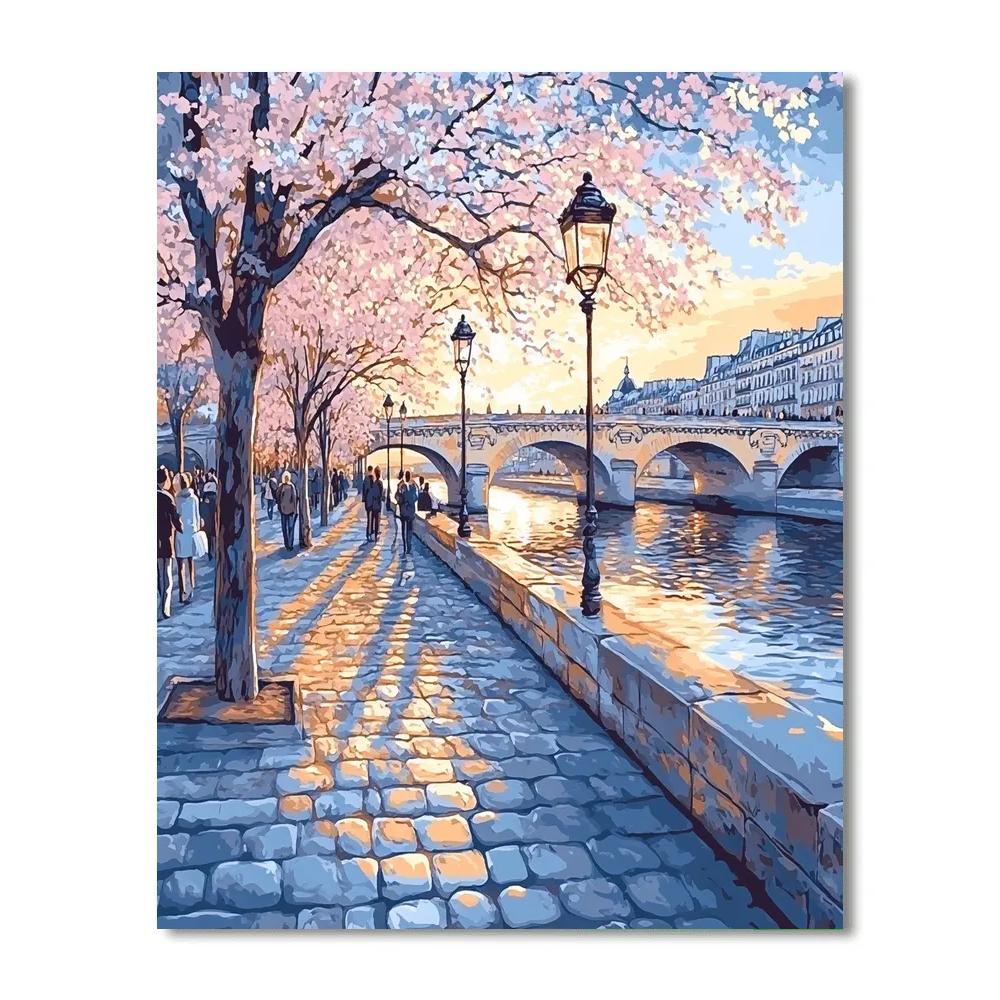 Parisian Seine River Embankment In Spring DIY paint by numbers
