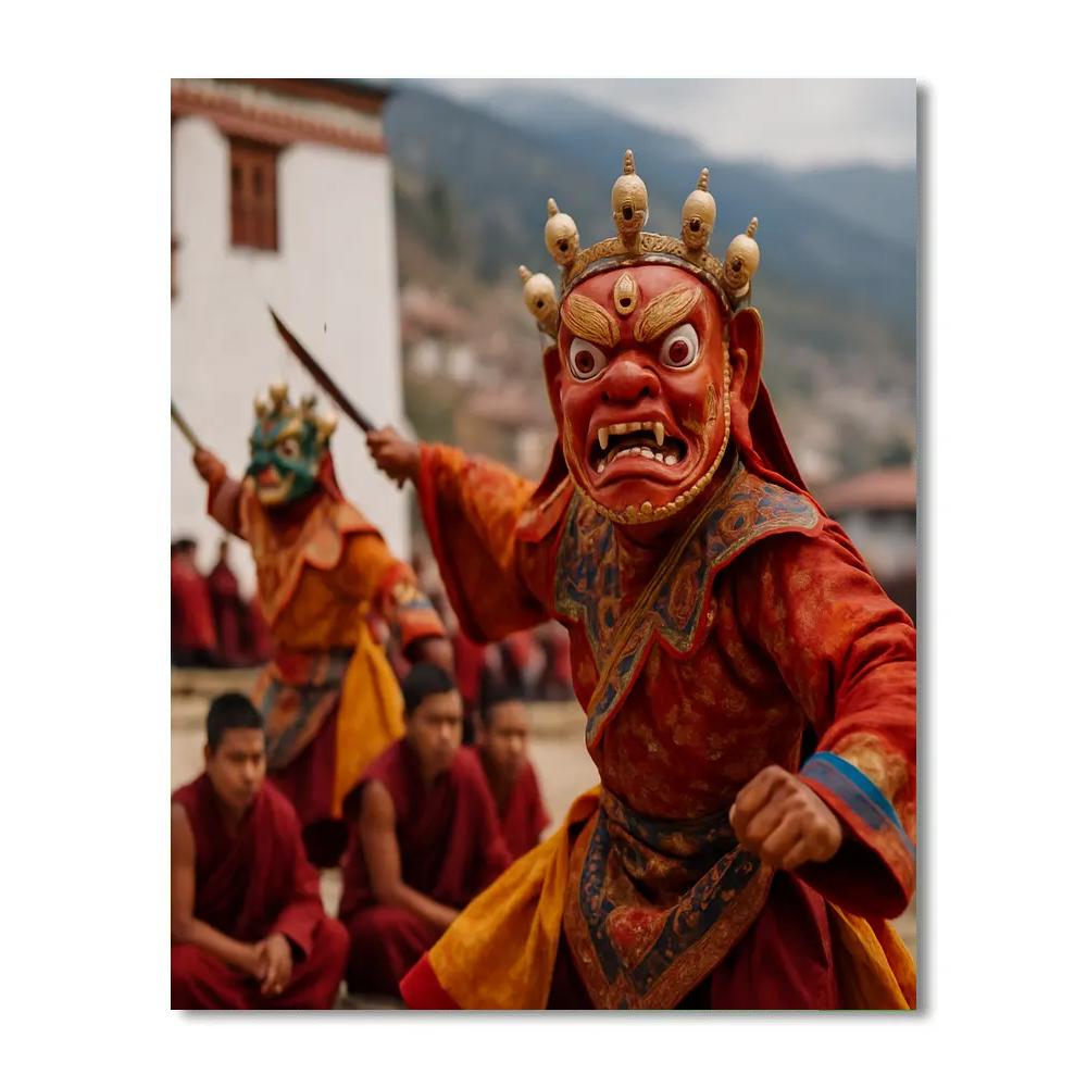 Punakha Drubchen Monastic Ritual Bhutan DIY paint by numbers